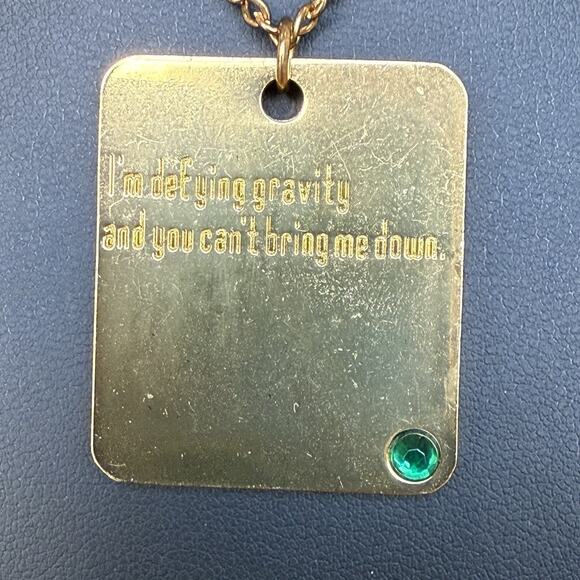 Wicked The Musical Defying Gravity Necklace Charm Pendant Green Rhinestone - Picture 5 of 6